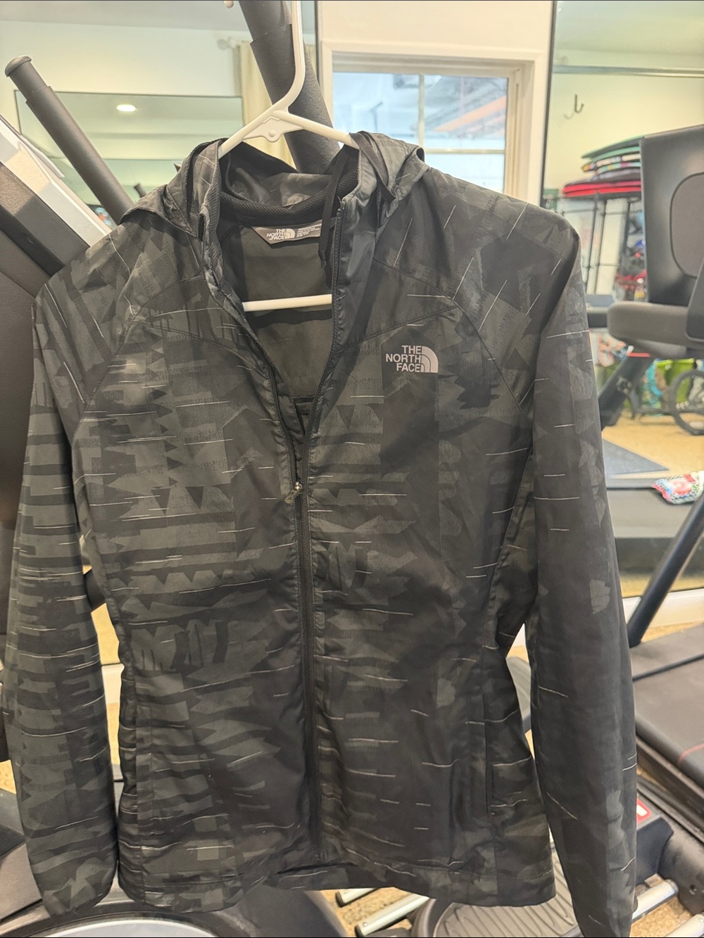 The North Face Women's Black Camo Hooded Bomber Jacket